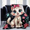 1pc Cute Cartoon Cat with Pink Bowknot Blanket - Seasonal Home Decor, Throw Blanket for Room, for Decorating Your Own Sofa and Living Room,