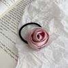 Fabric Rose Flower Hairbands Women Girls Elegant Elastic Rubber Bands Hair Ropes Headdress Satin Floral Rubber Bands