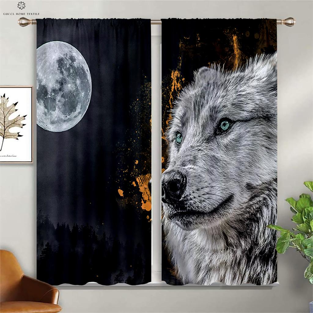 Плотные шторы с принтом животных и волков, теплоизоляция, спальня, гостиная, кухонные декоративные шторы, украшение дома