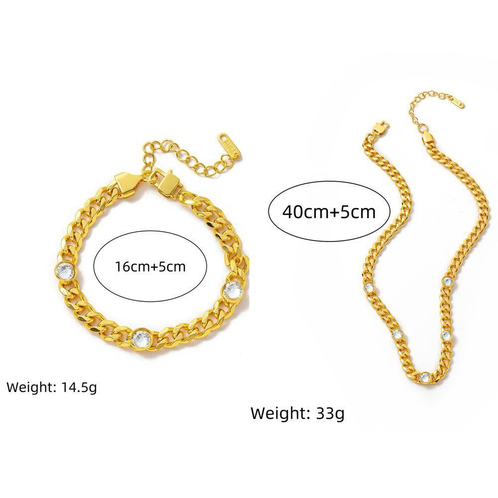 Metal Titanium Steel Bracelet Elegant Rhinestone Bracelet Luxury Cuban Zirconia Necklace Gifts