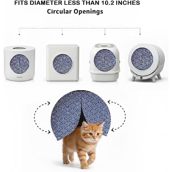 Умный туалет для кошек с дверцей для уединения - Занавеска для контроля запаха и следов для автоматических кошачьих туалетов - Подходит для круглых отверстий диаметром 10 дюймов - Простая установка