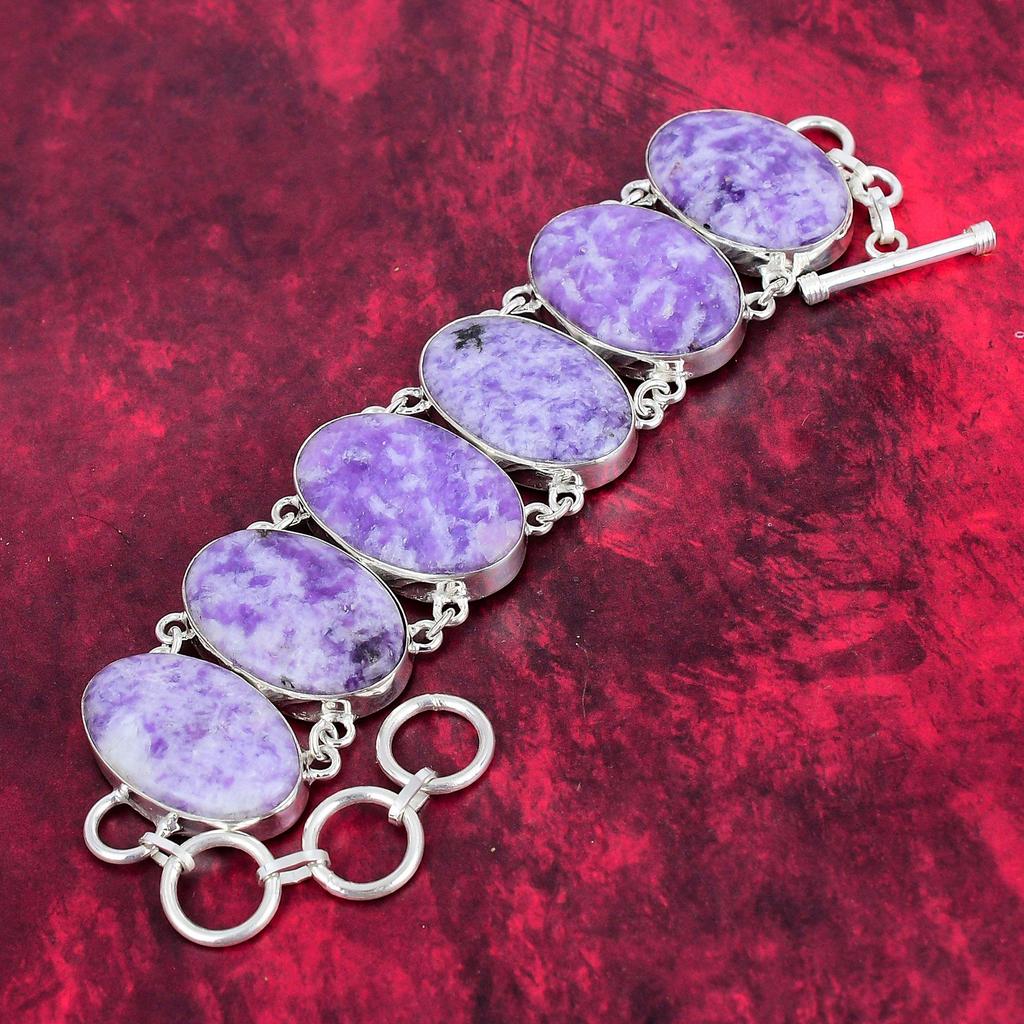 Ювелирные изделия из браслета из лепидолита, Ювелирные изделия из стерлингового серебра 925 пробы, Ювелирные изделия ручной работы Красивый браслет из драгоценных камней для любви