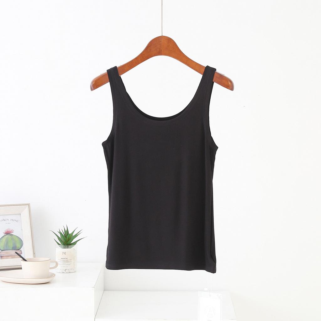 Summer Elastic Tank Tops Slim Fit U-Neck Camis Ribbed Sleeveless Base Layer Shirt Solid Color Camisole All Match