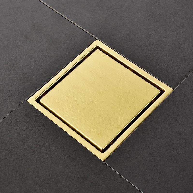Bathroom Accessories 304 Stainless Steel Brushed Gold Floor Drain Anti-odor Shower Floor Drain