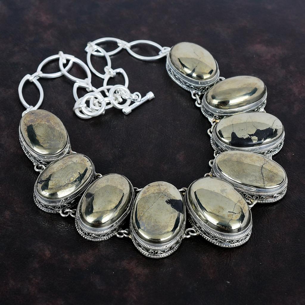 Ожерелье из пирита, ювелирные изделия из натурального драгоценного камня, ожерелье из стерлингового серебра 925 пробы, регулируемое ожерелье-цепочка, винтажное ожерелье ручной работы, подарки на годовщину