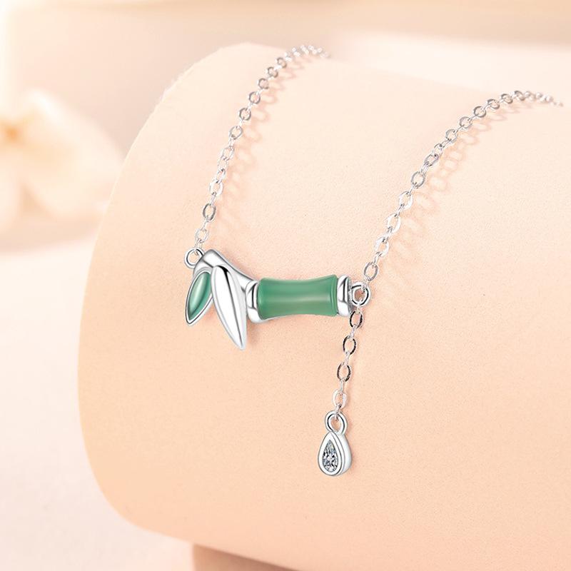 Ожерелье из бамбукового рифмованного колье, женское, легкое, роскошное, нишевого дизайна, с подвеской в виде ключицы и бриллиантами