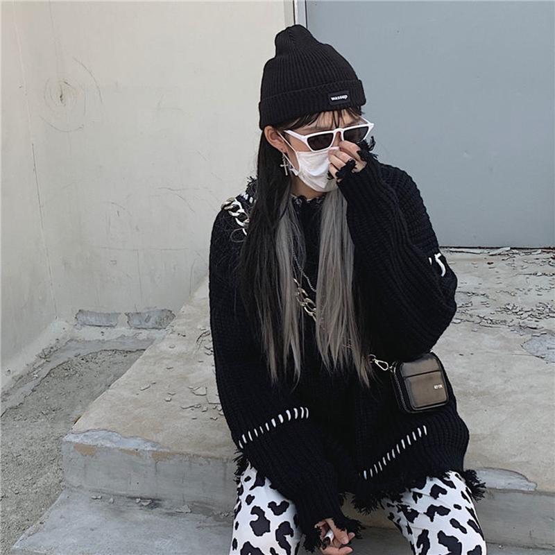 Autumn Winter Coat Mid-length Fashion All-match Sweater Loose Long-sleeved Knitted Outer Sweater Women