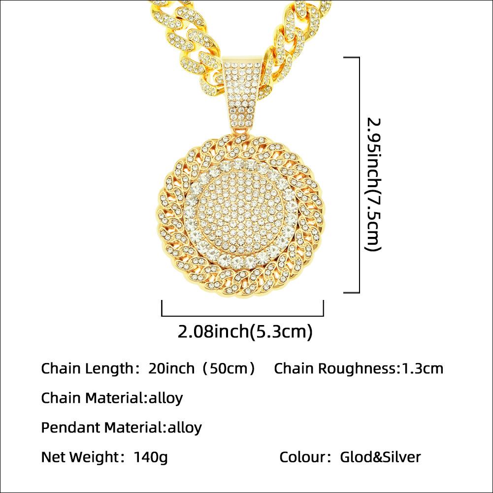 Diamond-encrusted Sunflower Cuban Chain, Domineering Punk Necklace, Men's Creative Hipster Pendant Decorative Accessories