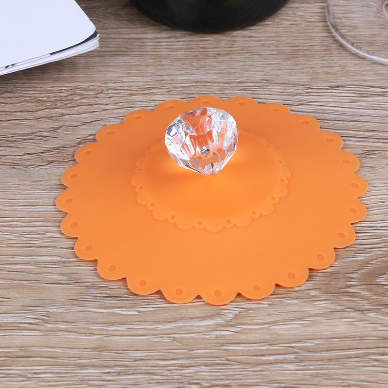 1 шт. Силиконовая пылезащитная стеклянная крышка для чашки с бриллиантом, крышка с присоской для кофейной кружки