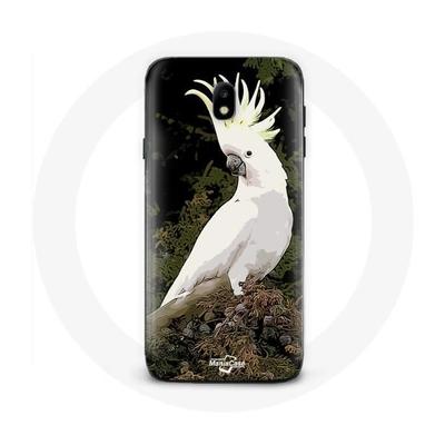 Coque - MANIACASE - Samsung Galaxy J7 2017 - Cacatoes Perroquets - Blanc - Souple