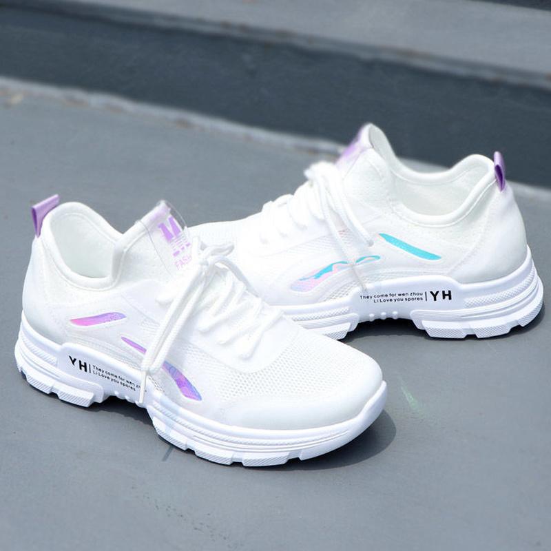 Летние новые женские дышащие кроссовки легкие студенческие повседневные спортивные туфли модные сетчатые вулканизированные туфли на шнуровке Tenis Feminino
