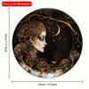 2d Flat 20*20cm, Round Wooden Wall Decorative, Moon Goddess Sign, Entrance Decor Gift, Moon Pendant Room Balcony Window, for Cafe, Club, Home, Room.