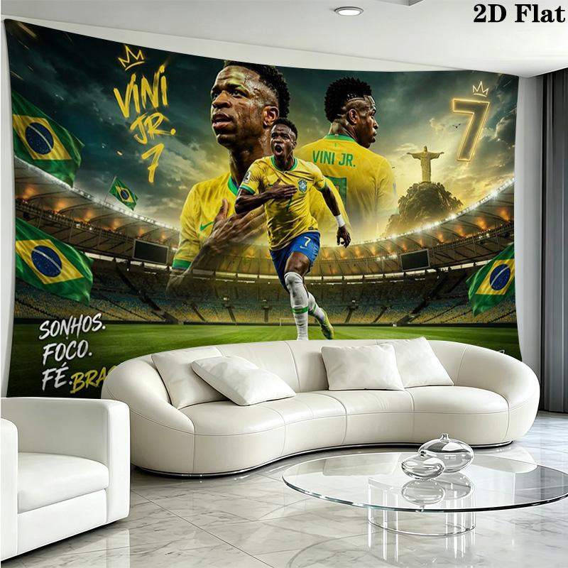 Vinicius Junior Wall Tapestry Aesthetic Wall Hanging Printed Fabric Blanket Decorative Tapestries for Bedroom Living Room Home Decor