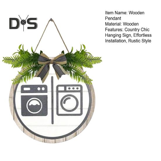 Деревянный гендерный тег туалетная прачечная знак с бантом деревенский подвесной знак с искусственными зелеными листьями для ванной комнаты прачечная декор