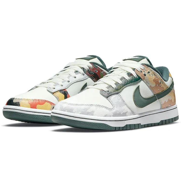 Nike Dunk Low SE 'Sail Multi-Camo' (Unisex) Sail / Vintage Green / Total Orange / White Skate Shoes DH0957 100