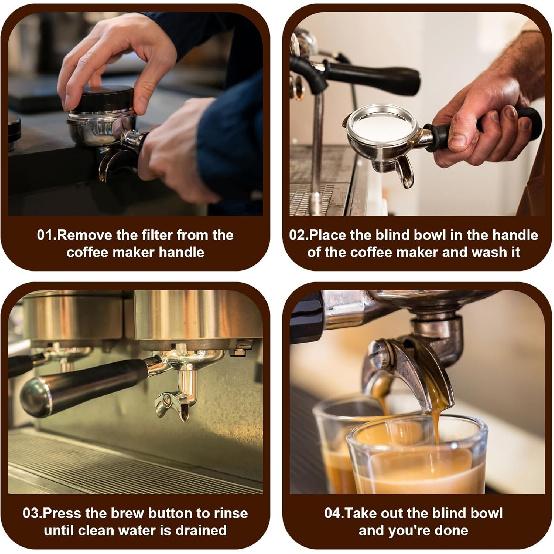 Coffee Machine Blind Filter,51mm Stainless Steel Coffee Machine Backflush ert Blind Filter Coffee Handle Blind Bowl for Espresso Machine