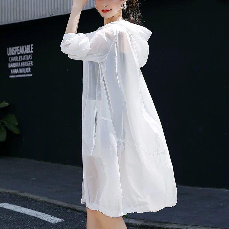 Летнее женское свободное пальто больших размеров и солнцезащитное легкое тонкое длинное пальто