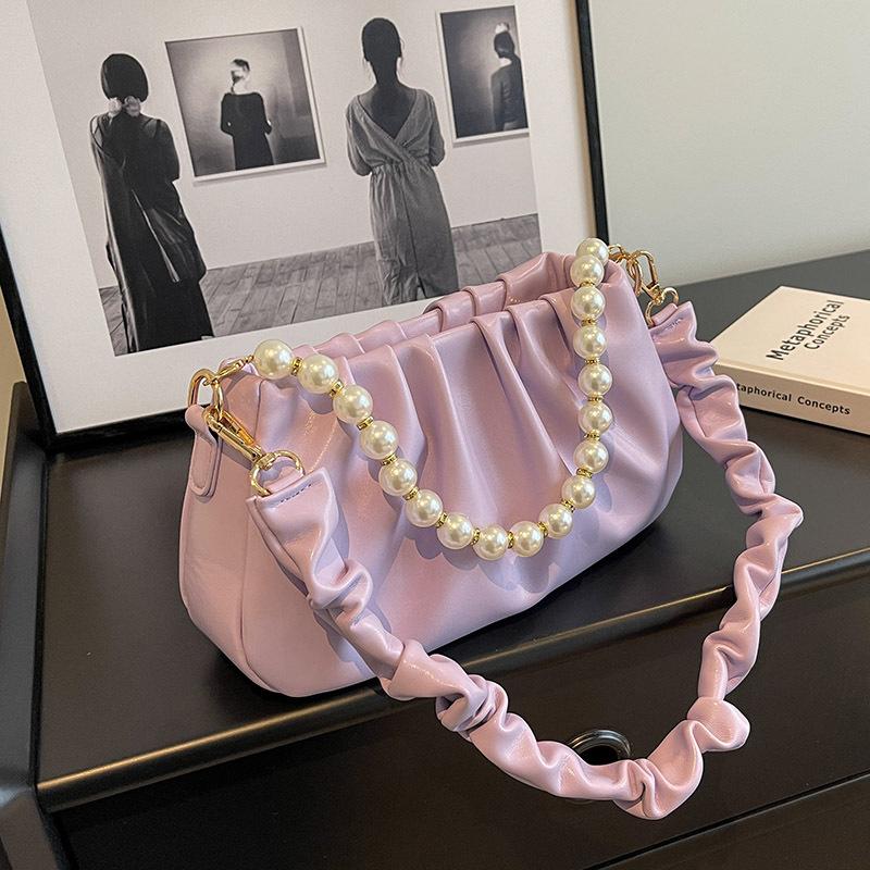Spring and summer new Korean pearl pleated cloud underarm bag niche popular shoulder messenger bag trendy versatile woman
