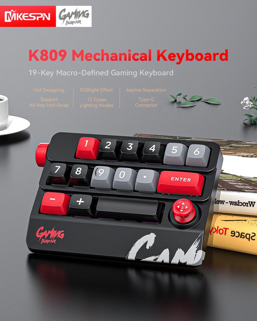 Механическая Мини-клавиатура с Красными Переключателями Hot-Swappable и Проводным Подключением TYPE-C для Игр, Офиса и Финансового Использования.