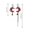 Tassel Chain Rhinestone Moon Earrings Gothic Style Women Dangle Earrings  Hip-Pop Style