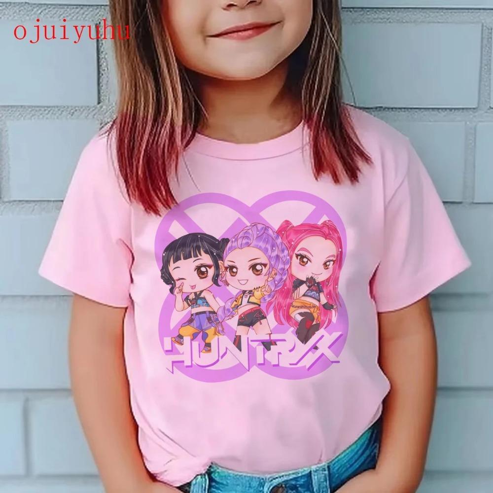 New 2025 KPop Demon Hunters Saja Boys Cartoon Boys T-shirt Round Neck Print Fashion Casual Top Children's T-shirt Kids Clothing