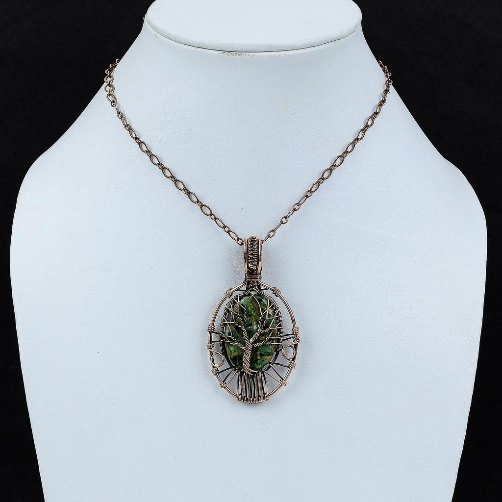 Tree Of Life Copper Ruby Zoisite Pendant Copper Wire Wrapped Pendant Handmade Jewelry Gemstone Pendant Gift For Mother Dainty Copper Jewelry