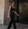 1116 European and American new solid color V-neck sleeveless vest, open button trousers set, summer fashion women's clothing two-piece set