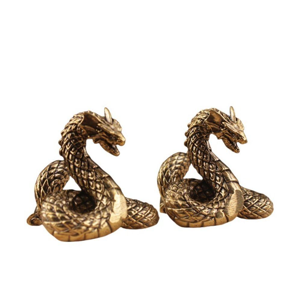 Copper Solid Brass Snake Figurines Antique Snake Statue Small Dragon Ornament Home Office Decor