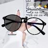 Round Frame Color Changing Near Sight Glasses Korean Retro Photochromic Myopia Glasses for Women Anti Blue Light Eyeglasses