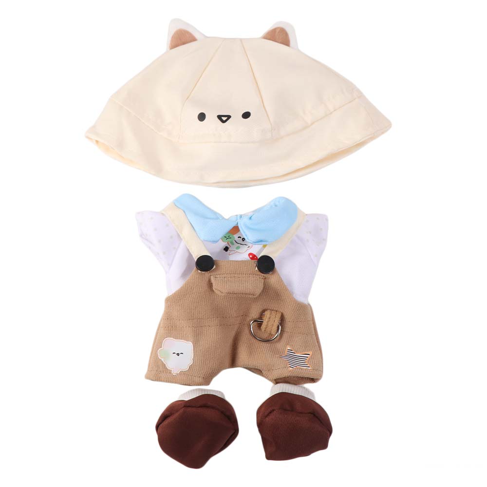 1 set Bear Hat Cotton Doll's Clothes Cartoon Overalls Plush Doll Clothes Doll Accessories