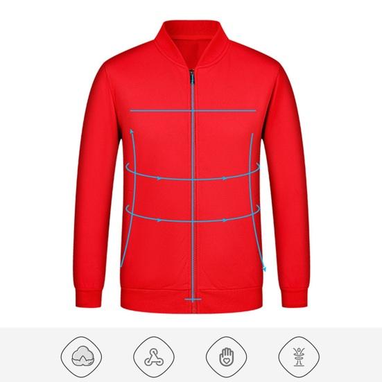 Unisex Coat Stand Collar Zip-up Carrdiagn Long Sleeves Elastic Cuff Hem Pure Color with Pocket Gym