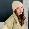 Осенне-зимняя вязаная шапка из меха кролика, шерстяная шапка с сеткой и буквами, модная теплая шапка для диких животных, осенне-зимняя защитная шапка для ушей