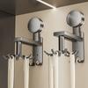 Aluminum Alloy Wall Mount Pot Spoon Holder With Rotating Hooks For Kitchen Storage