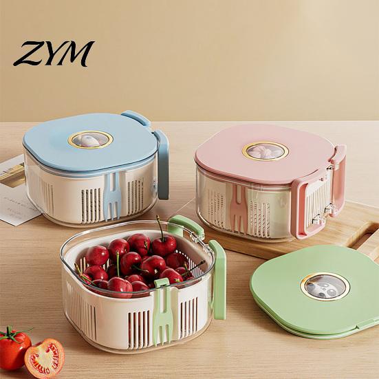 Food Grade Plastic Drain Basket Fruit Washing Bowl, with Strainer And Fork, Multifunctional Portable Rotating Berry Rinser for Strawberries