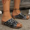 Трендовые женские дышащие удобные сандалии с открытым носком на танкетке, летняя мода с леопардовым принтом, женская обувь с пряжкой