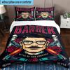 Vintage Barbershop Print 3pcs Bedding,Including 1pc Duvet Cover And 2pcs Pillowcases Perfect for Christmas,Ideal for Bedroom, Dormitory