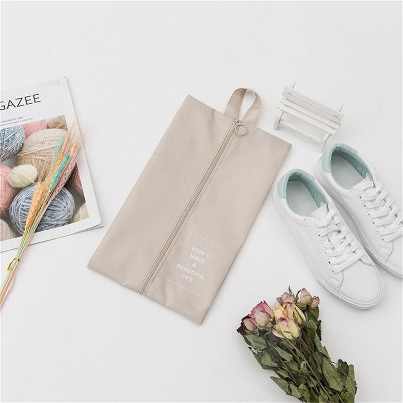 Portable Travel Foldable Shoe Bag Polyester Storage Case Convenient Pouch Organizer Shoes Sorting Zipper Tote