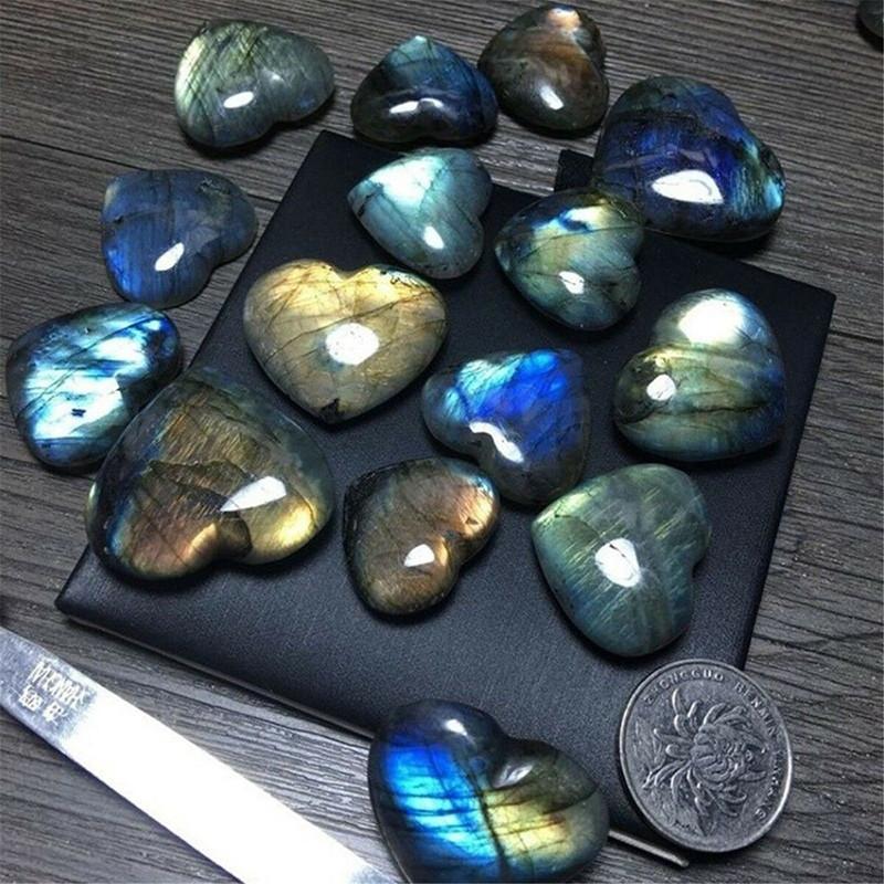 Captivating Madagascar Quartz Labradorite Natural Crystal Heart Pendant Decor For Unique Gifts