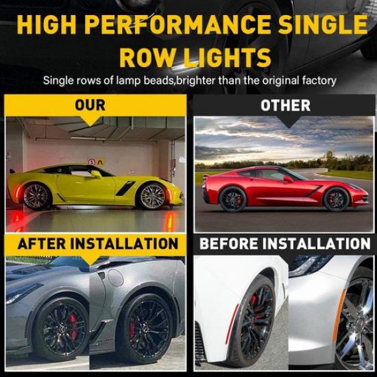 Smoked LED Side Bumper Marker Light Lens 2014- Fit C7 Corvette Chevrolet