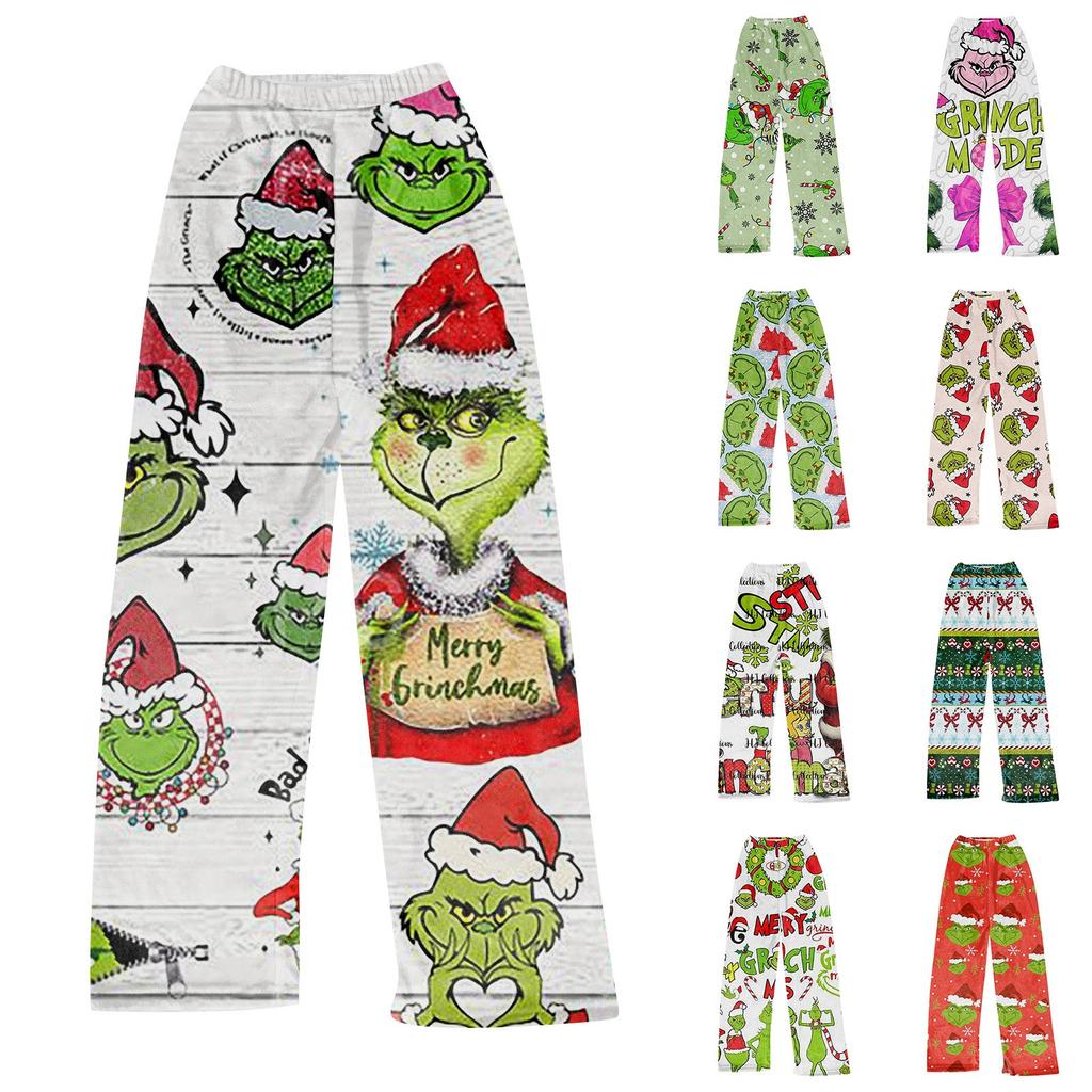 Women's Fashion Casual Christmas Printed Pants Plush Casual Pants