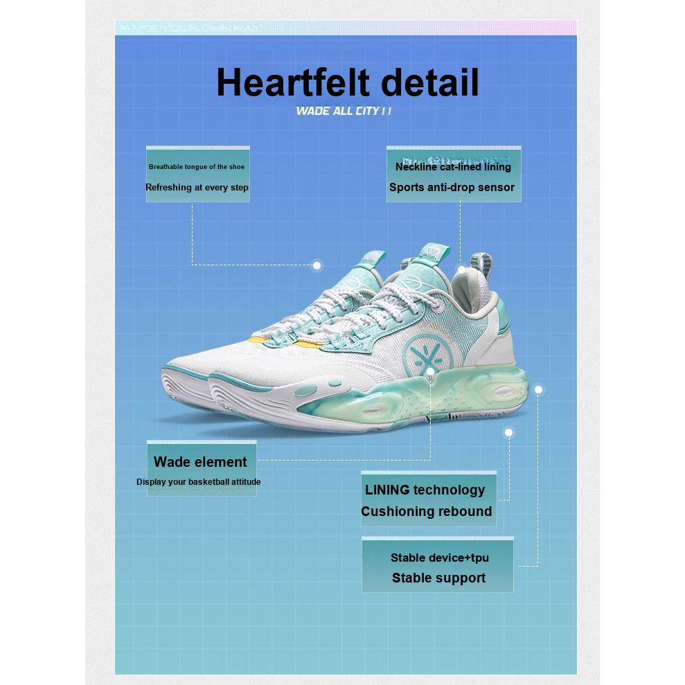 Li Ning City 12 Synthetic Leather Casual Sports Lightweight Non-Slip Wear-Resistant Rebound Low-Top Basketball Shoes Kids Basketball Shoes YKBU020-1