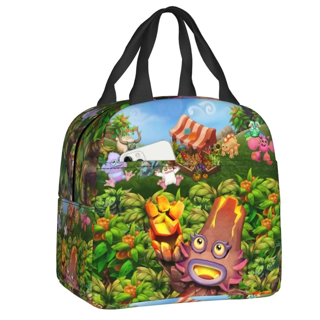 Изолированная сумка для обеда My Singing Monsters Cartoon для кемпинга, путешествий, видеоигр, водонепроницаемая термосумка для бенто-бокса для женщин и детей