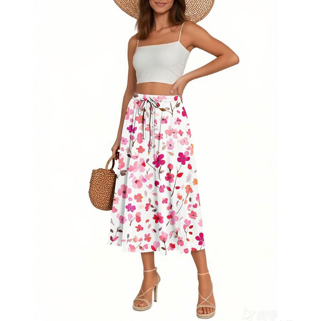 Women's Skirt Bohemian Skirt Floral Print Casual Temperament Pocket Skirt