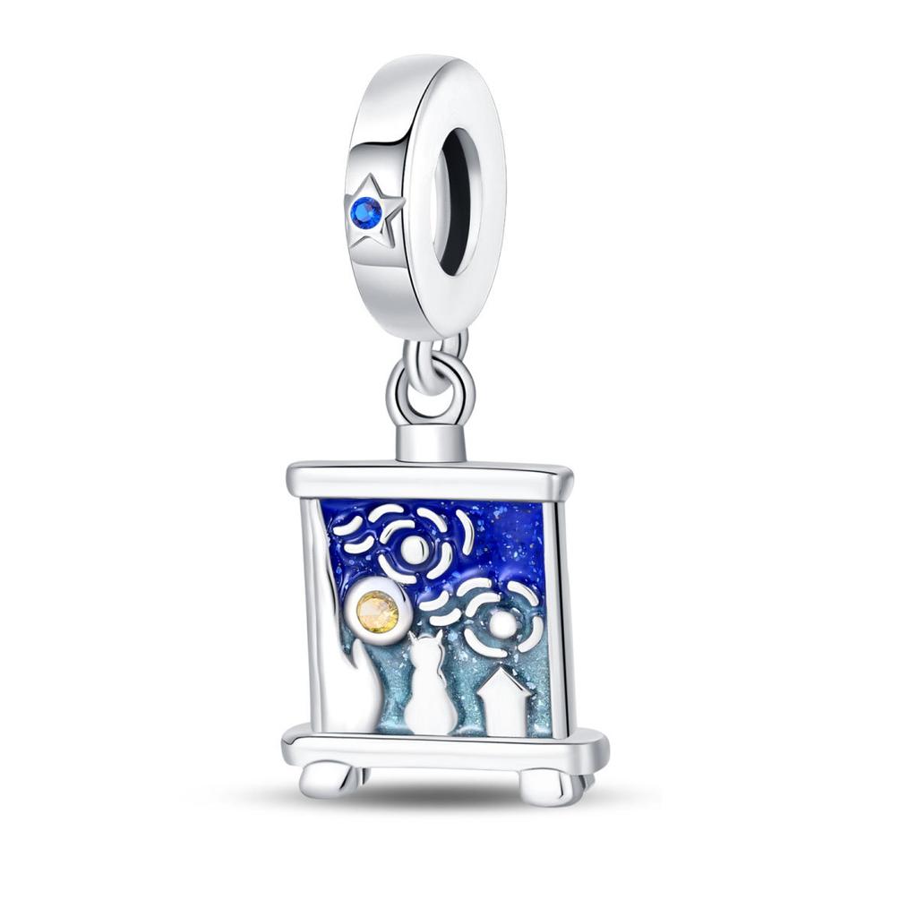 S925 Silver Charming Artist Oil Painting Drip Palette Pendant Bead DIY Handmade Jewelry Bracelet Stringing Supplies