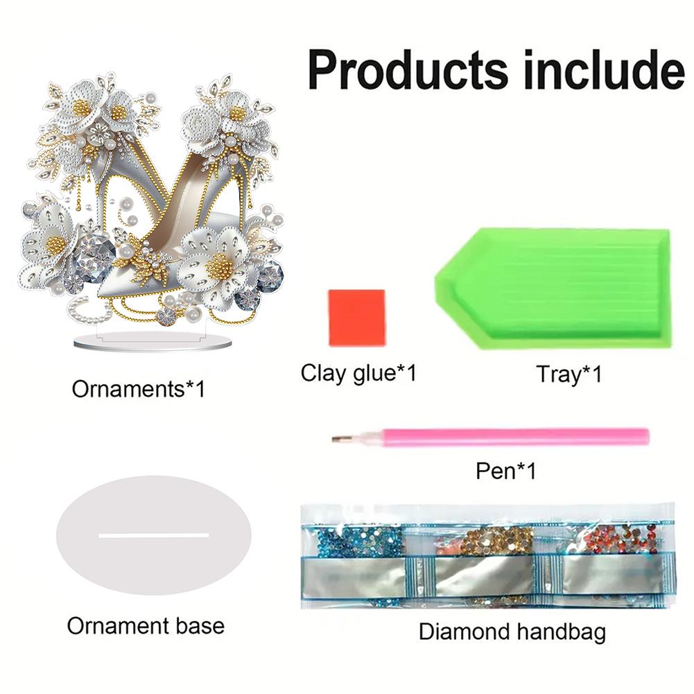 2D Flat High Heels DIY 5D DIY Diamond Art Tabletop Decorations Diamond Painting Desktop Decorations Bedroom Table Decoration