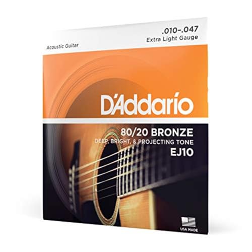 Струны для акустической гитары D'Addario 80/20 Бронза Extra Light .010-.047 EJ10 [Оригинальный продукт для внутреннего рынка]