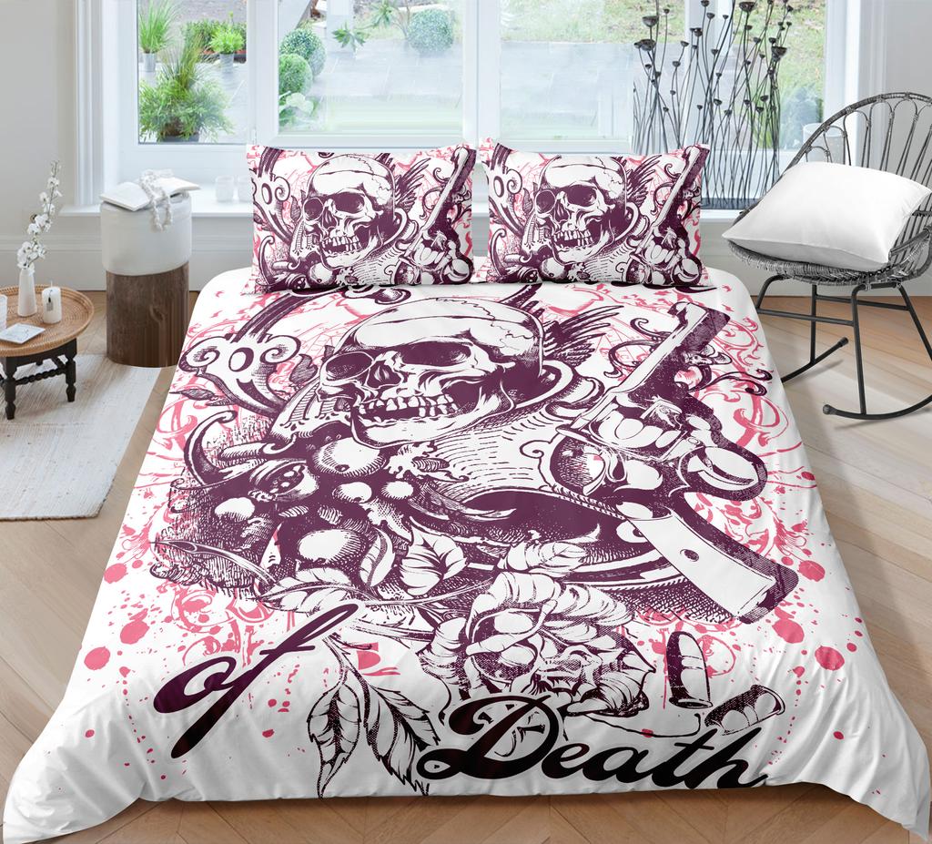 Комплект постельного белья с 3D черепом, постельное белье, чехол для постельного белья и наволочка, 2/3 шт., односпальная/двуспальная кровать, моющееся и быстросохнущее постельное белье