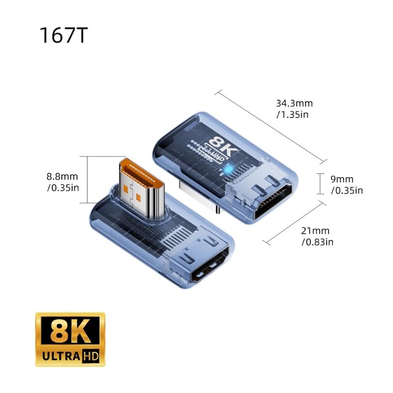 Угловые адаптеры HDTV "мама-папа" с поддержкой разрешения 8K60Hz 4K120Hz, дизайн корпуса из АБС-пластика
