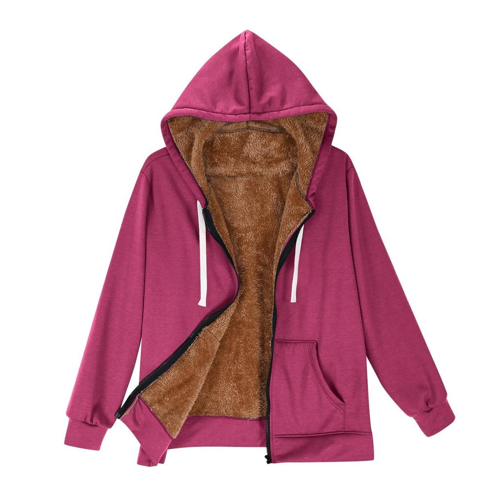 Куртка на подкладке женская фланелевая зимняя теплая флисовая на молнии с капюшоном и боковыми карманами осенние наряды для женщин