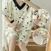 Summer Oversized Pajamas Loose Postpartum Clothing Short Sleeved Set Nursing Home Clothing